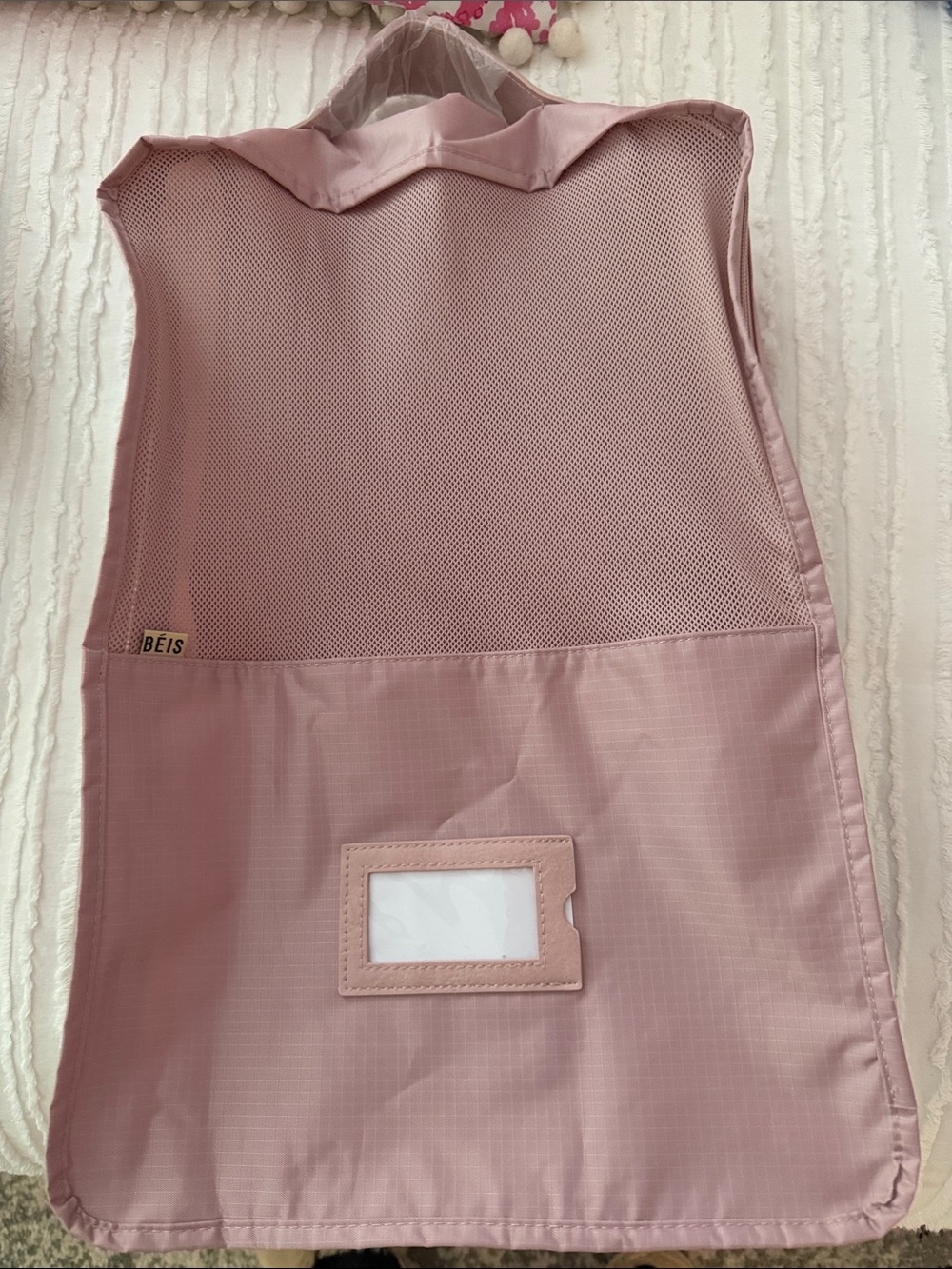 BEIS Blush Pink Travel Garment Bag with ID Window never used